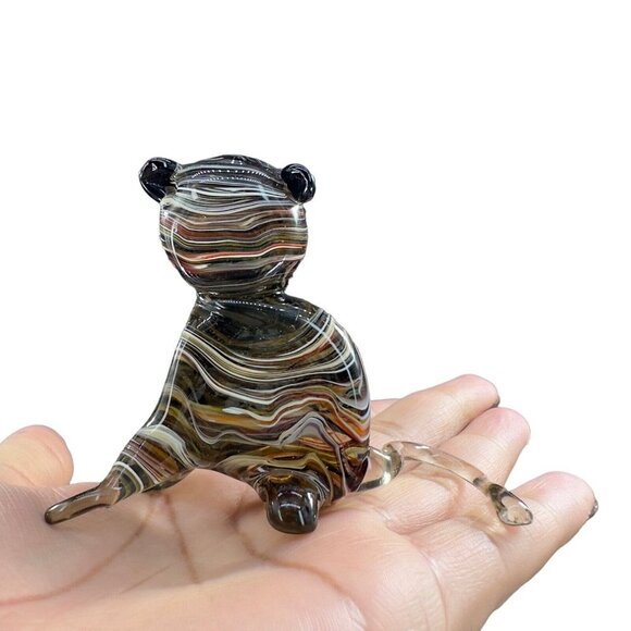 Venetian Slag Art Glass Small Figurine Bear Animal Dog Delicate Glass Figurine - Picture 2 of 16